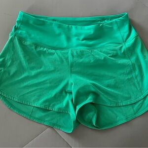 Lululemon Green High-Rise Speed Up 4” Shorts